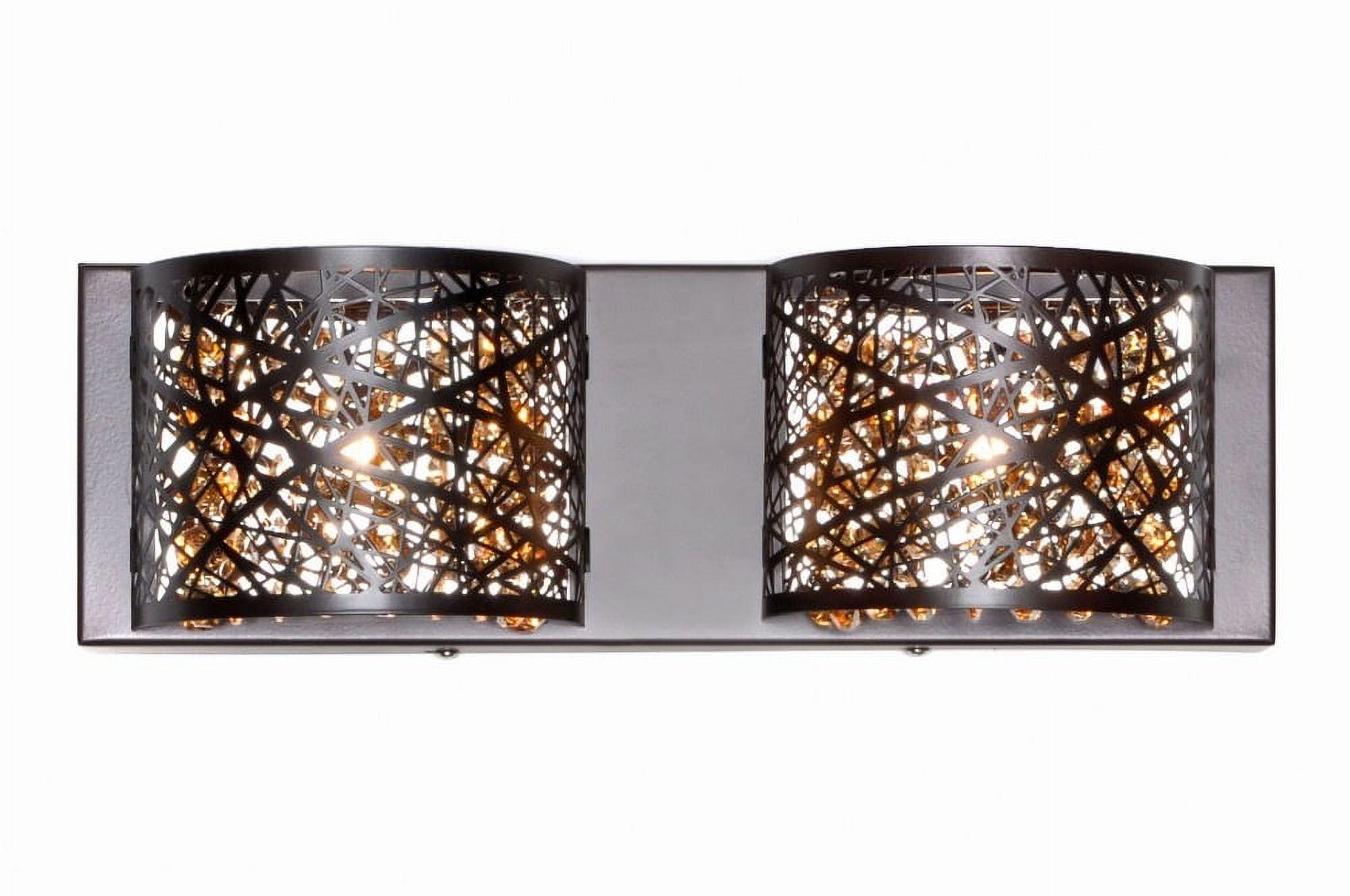 Inca Bronze 2-Light Vanity Wall Sconce with Cognac Glass Shade