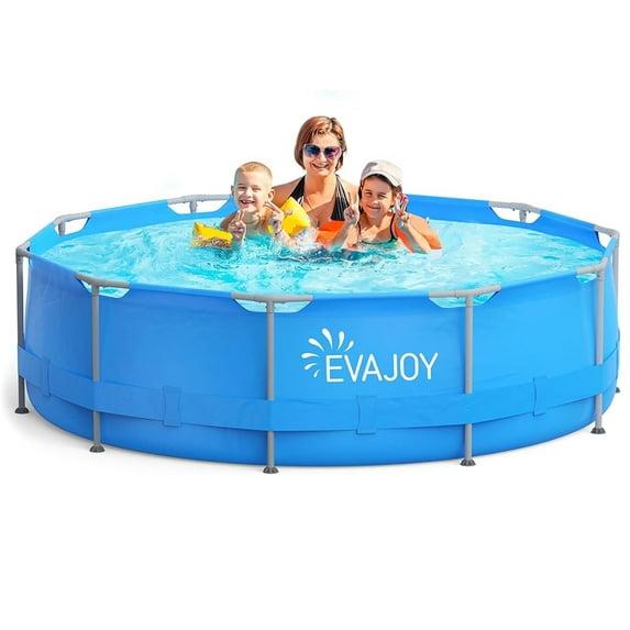 EVAJOY 12ft X 30in Metal Frame Above Ground Swimming Pool with Steel Frame Blue