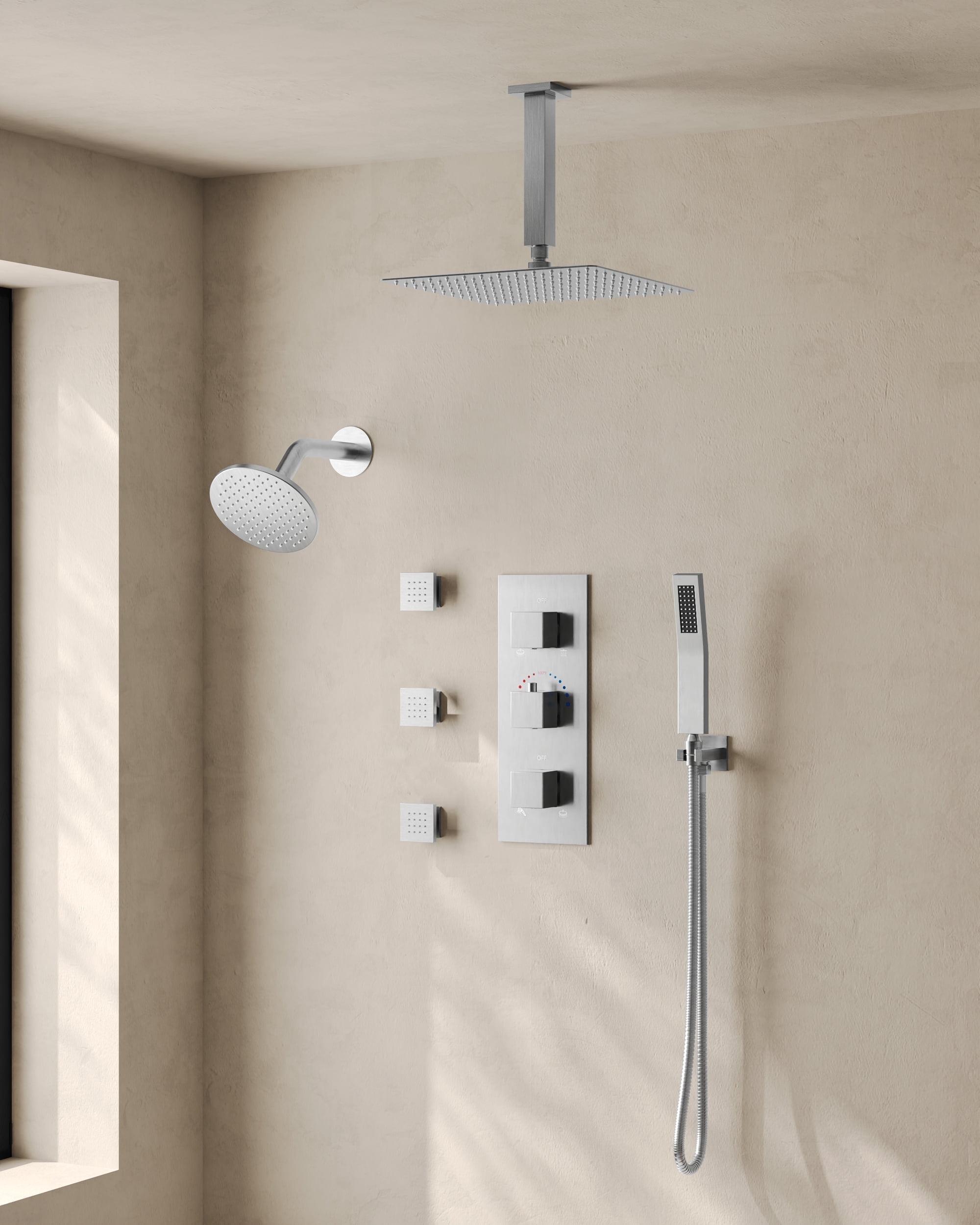 Nickel Dual Shower Head System with Handheld and Jets