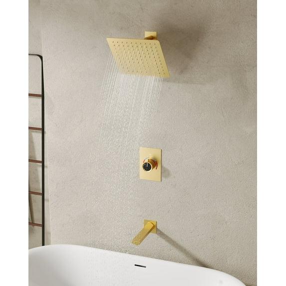 EVERSTEIN AquaSpa Shower Faucet Set with Tub Spout, 8-Inch Rain Shower Head with Valve SFS-1035-GD8