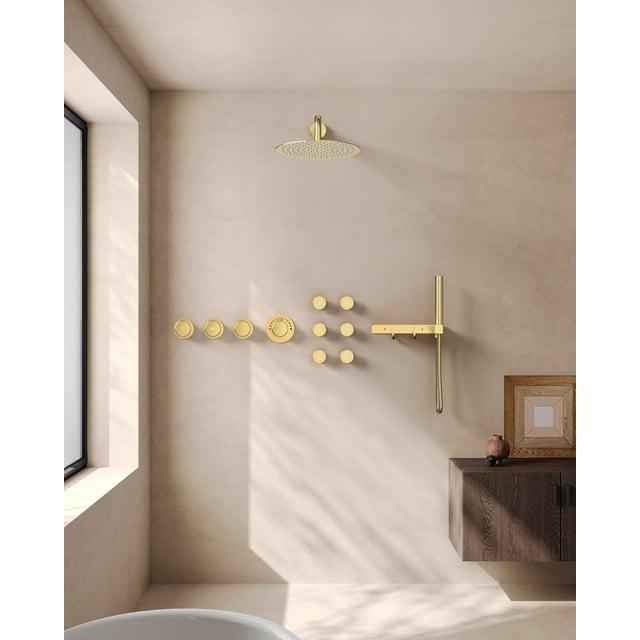 Thermostatic Shower System 12" Rain Shower Head withHandheld Spray,Shower Faucet Set with Valve Trim Kit