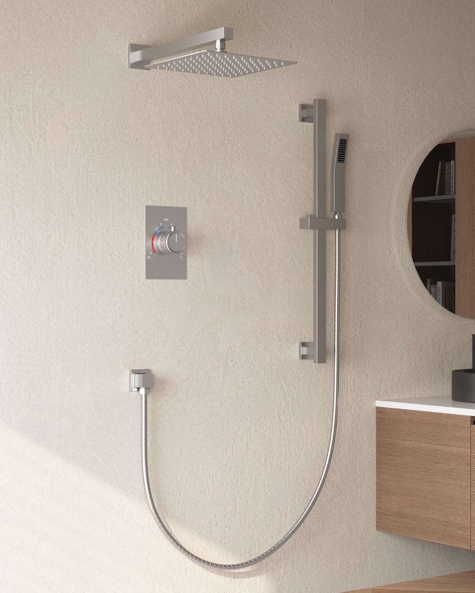 10" Brushed Nickel Adjustable Rainfall Shower System with Handheld