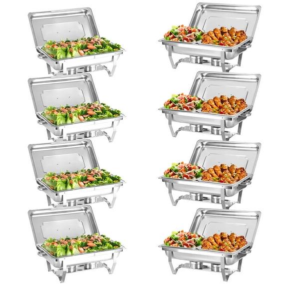 The Party Aisle™ Chafing Dishes For Buffet 4 Pack, 8 Qt Stainless Steel Chafers And Buffet Warmers Sets With Lid, Rectangle Serving Food Warmer Catering Supplies Buffet Display For Parties