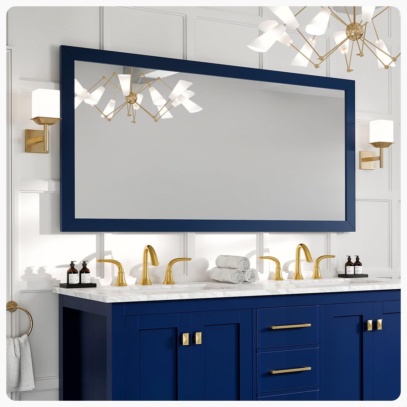 EVIVA Acclaim 60X30 Transitional Blue Bathroom Mirror