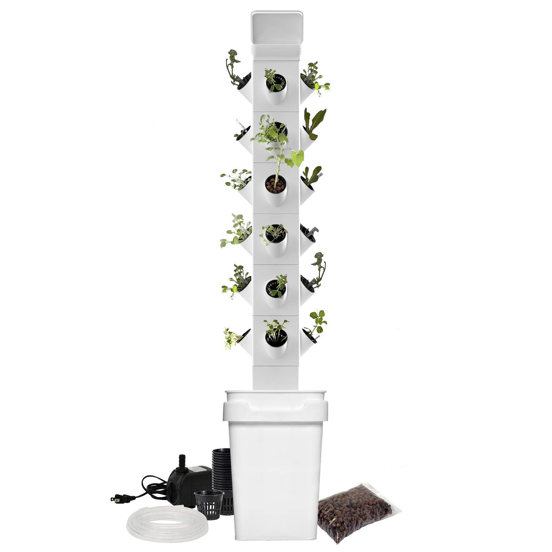 White 24-Plant Vertical Hydroponic Garden Tower System