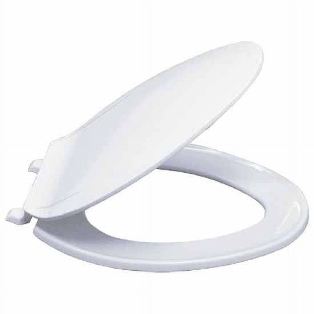 EZ-FLO Elongated White Plastic Toilet Seat with Lid