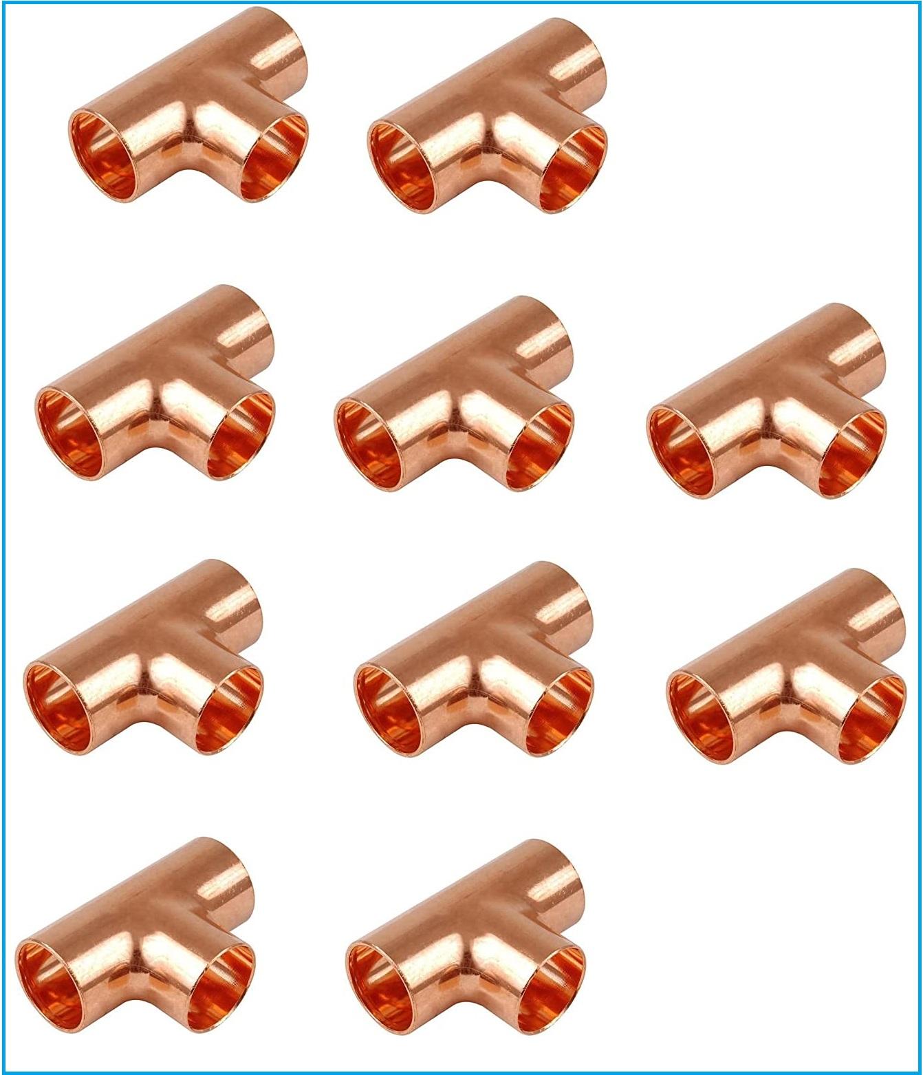 EZ-FLUID Plumbing 3/4" C X C Lead Free Copper Tee,Pressure Copper Fittings with Three Ways Tee Sweat Solder Connection for Residential,Commercial Copper Pipe (10)