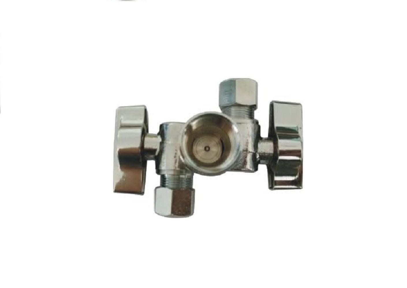EZ-Fluid Double Handles Chrome LF Brass Angle Stop Valve 1/2" FIP X 3/8" Comp X 3/8" Comp 1/4 Turn Water Shut Off Ball Valve For Water Pipes,For Faucet Toilet Valve ,Dishwasher,Filter-1PCS