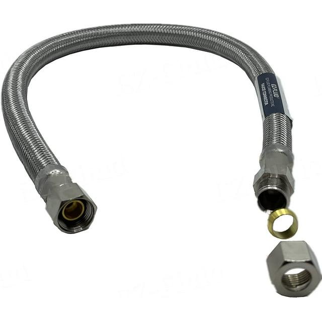 12" Faucet Supply Line Extension, 3/8" Male Comp x 3/8" Female Comp Stainless Steel Faucet Extension Hose Connector for Large Sink Longer Distance Extention, 1 Pack