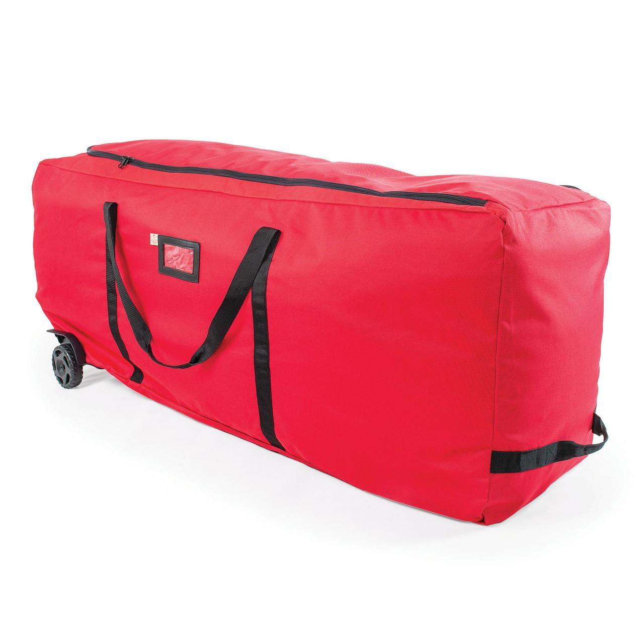 Red Wheeled Duffel Christmas Tree Storage Bag for 9 ft Trees