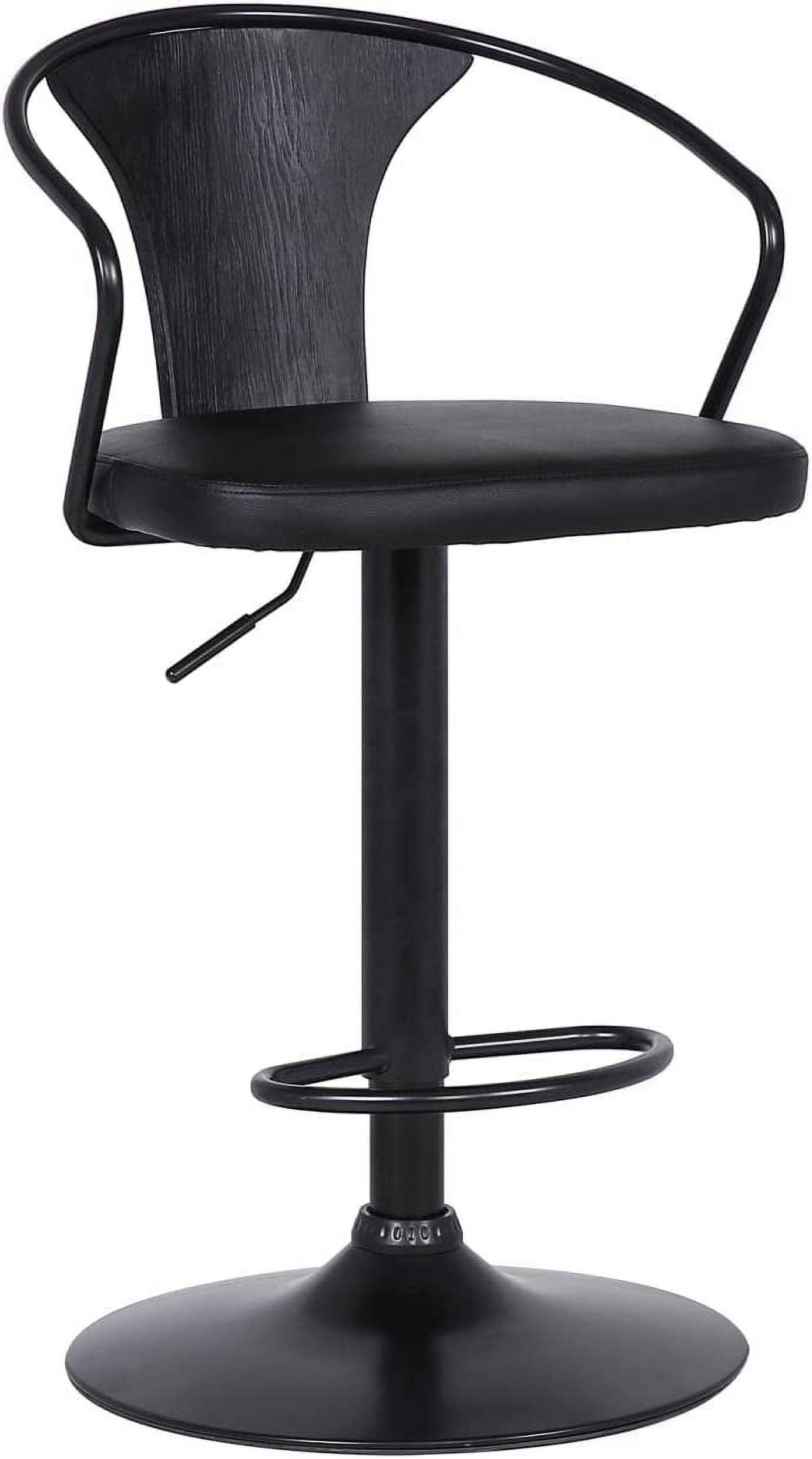 Eagle Contemporary Adjustable Swivel Barstool in Black Leather and Metal