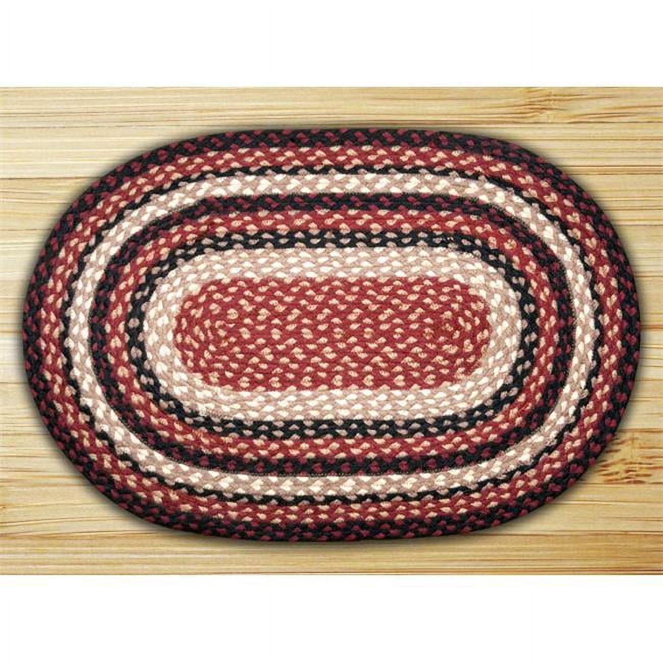 Burgundy & Black Oval Braided Easy-Care Area Rug 30"L x 20"W