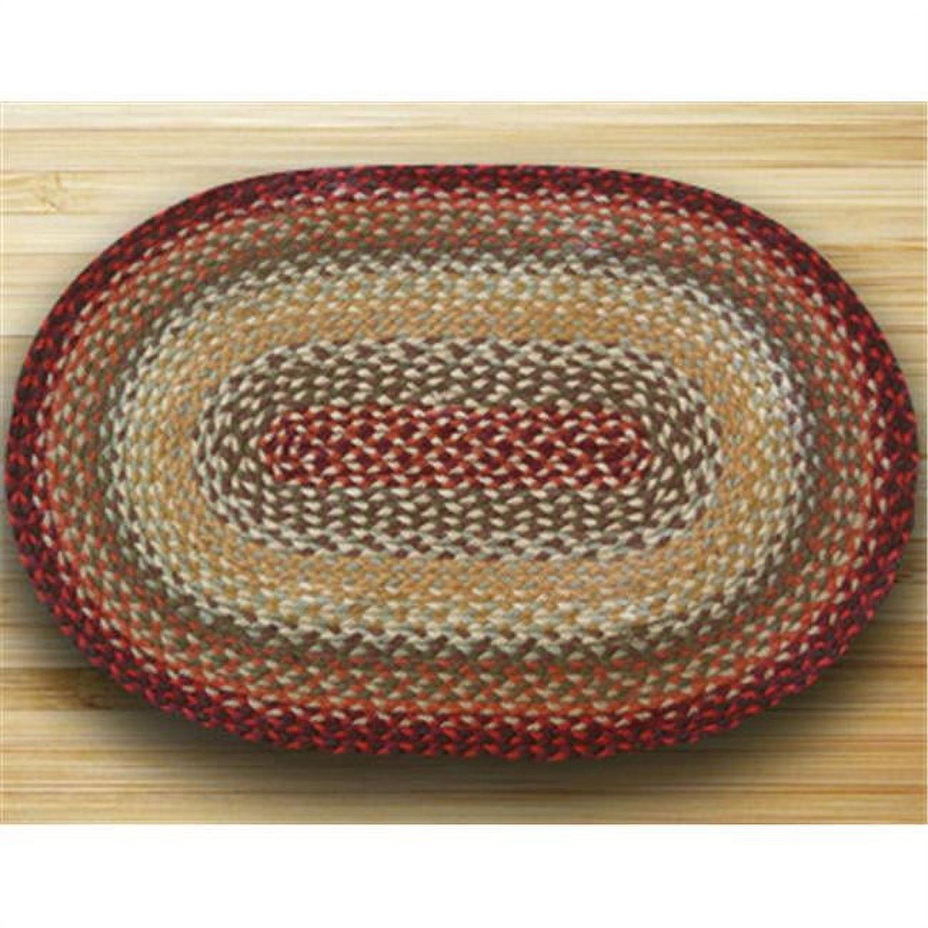 Handmade Red and Green Oval Braided Jute Rug