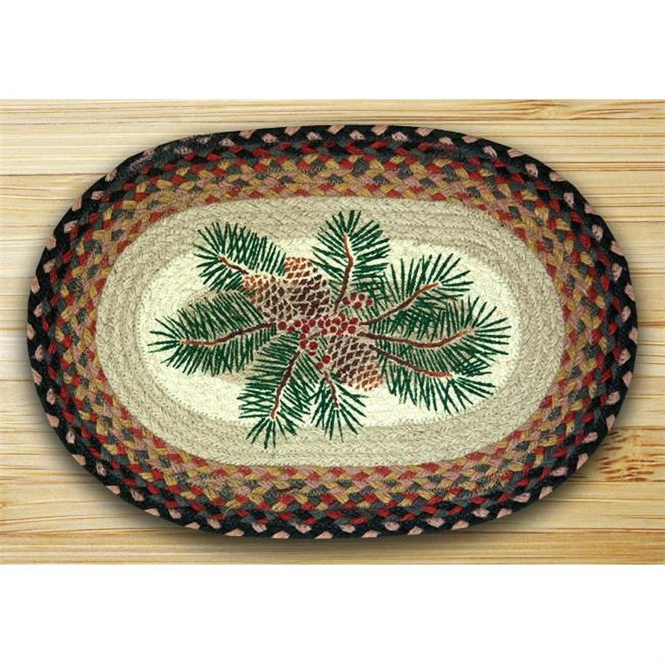 Pinecone Red Berry Oval Jute Placemat 13x19