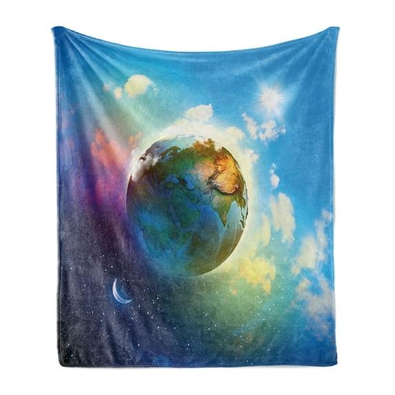 Ambesonne Ambesonne Space Fleece Throw Blanket Cosmos Vibrant SceneryBlue Violet