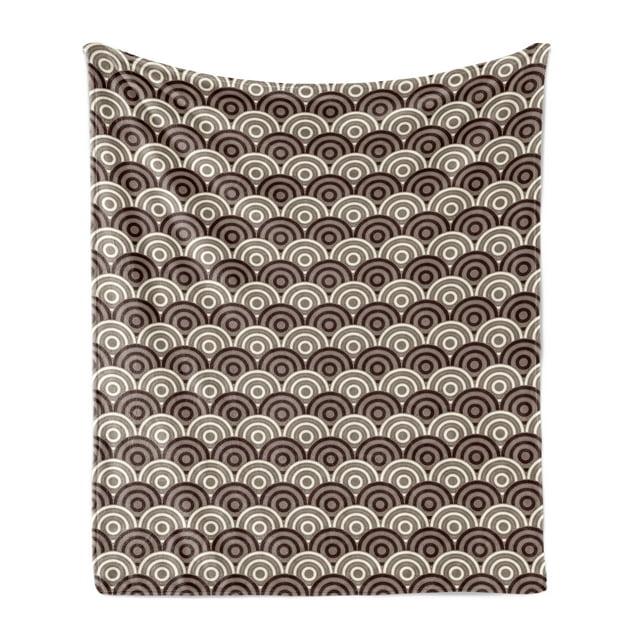 Ambesonne Ambesonne Earth Tones Fleece Throw Blanket Spiral Circles Grid Dark Brown and Cream_66453