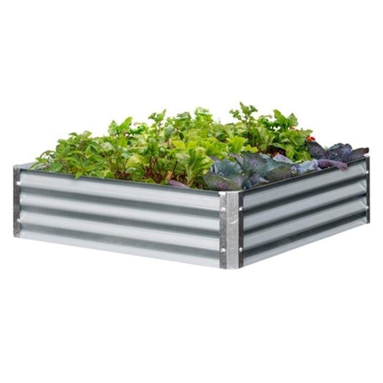 Bajo Series 40" Square Galvanized Metal Raised Garden Bed