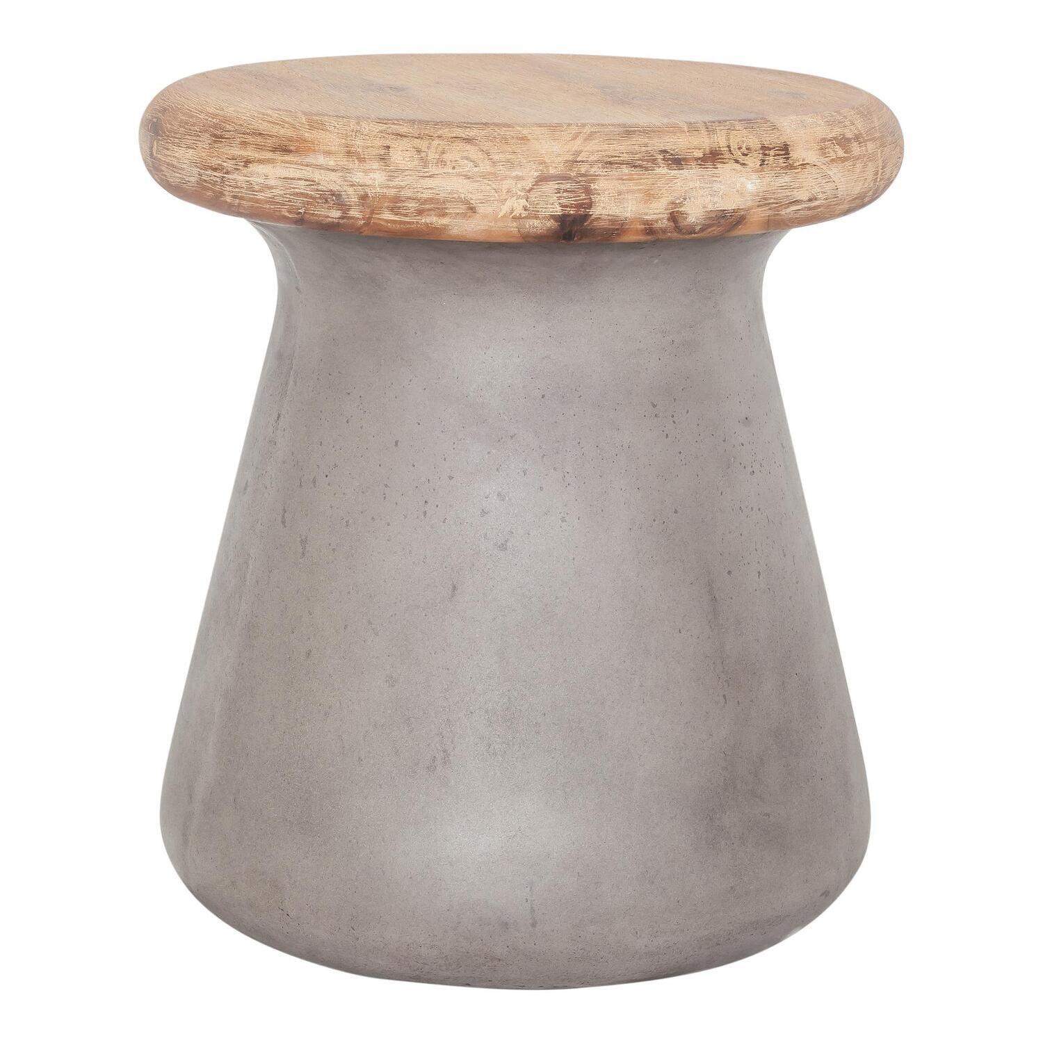 Rustic Grey Solid Wood Indoor/Outdoor Accent Stool