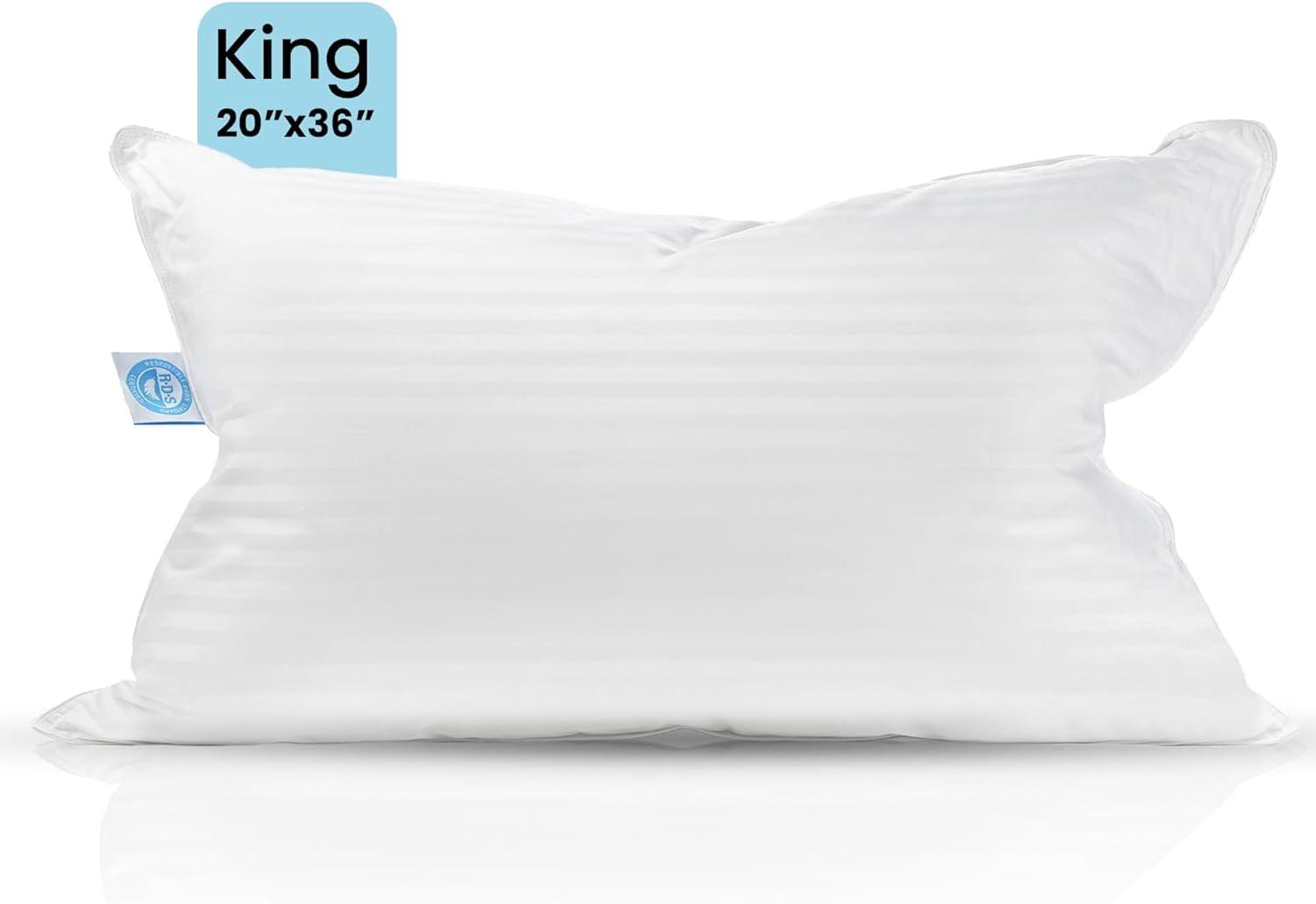 Luxury Cotton-Encased Down Blend Hypoallergenic King Pillow