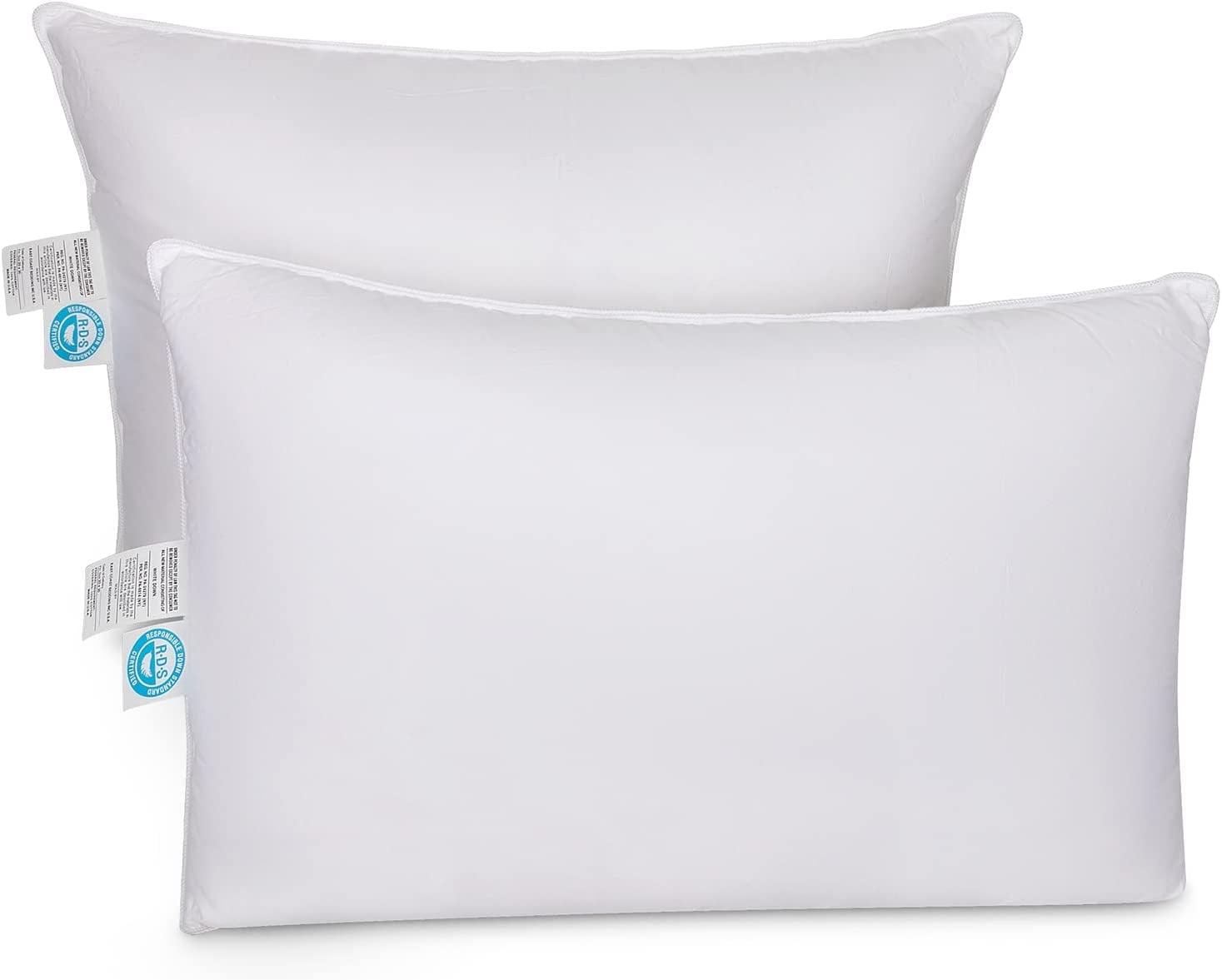 East Coast Bedding Cozy Dream Firm Goose Feather Down Pillow Medium Support Set of 2