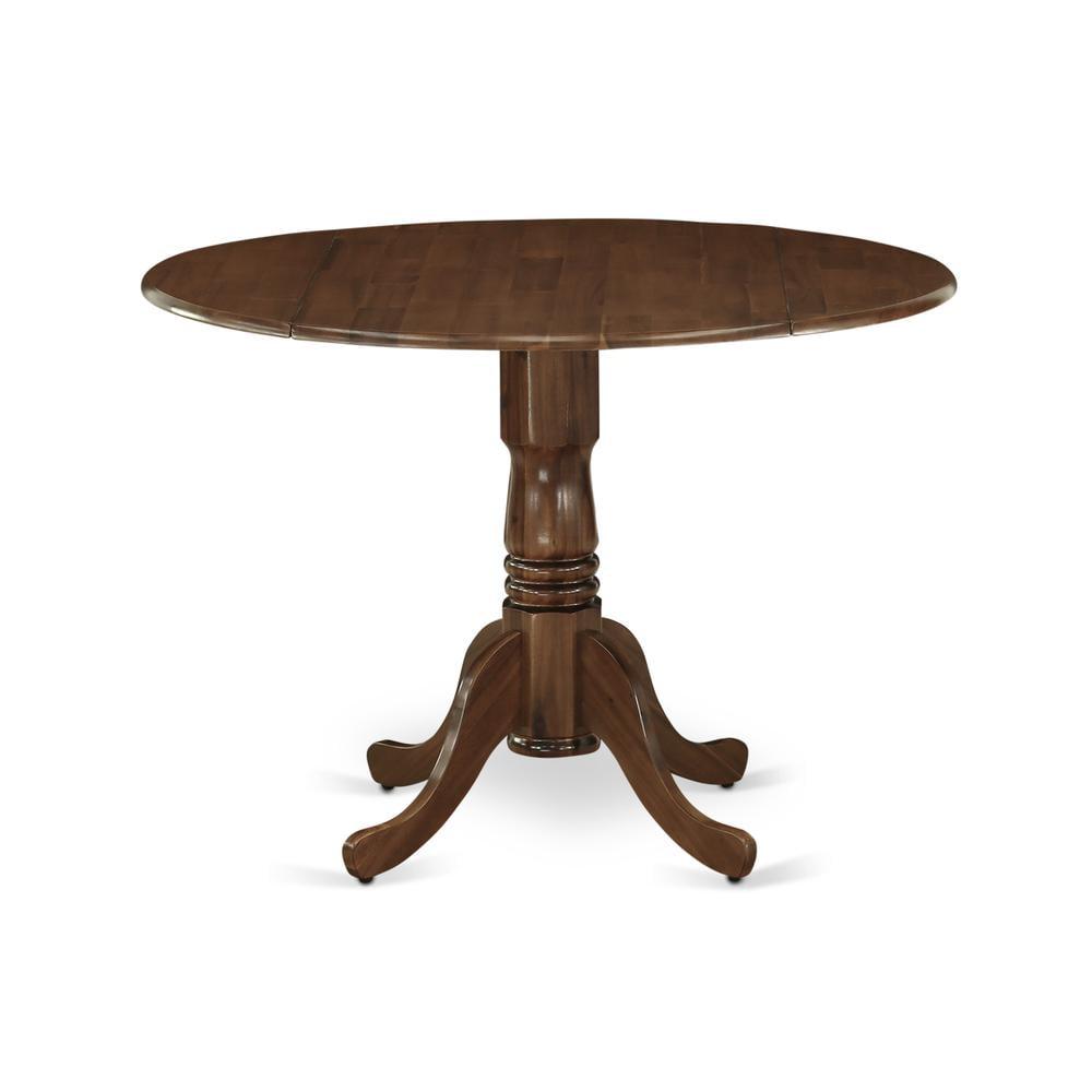 Antique Walnut Round Pedestal Dining Table with 2 Upholstered Chairs