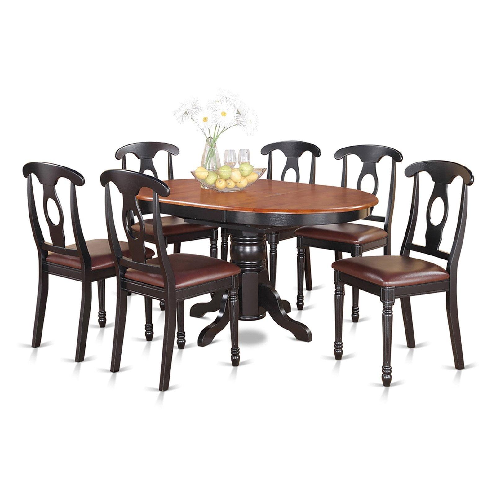 Kenley 7-Piece Black and Cherry Wood Dining Set