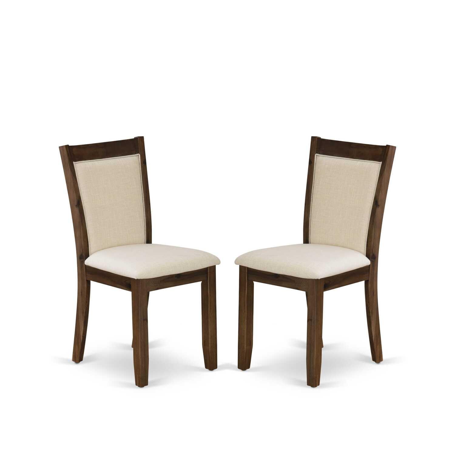 Antique Walnut Dining Chairs with Light Beige Linen Upholstery