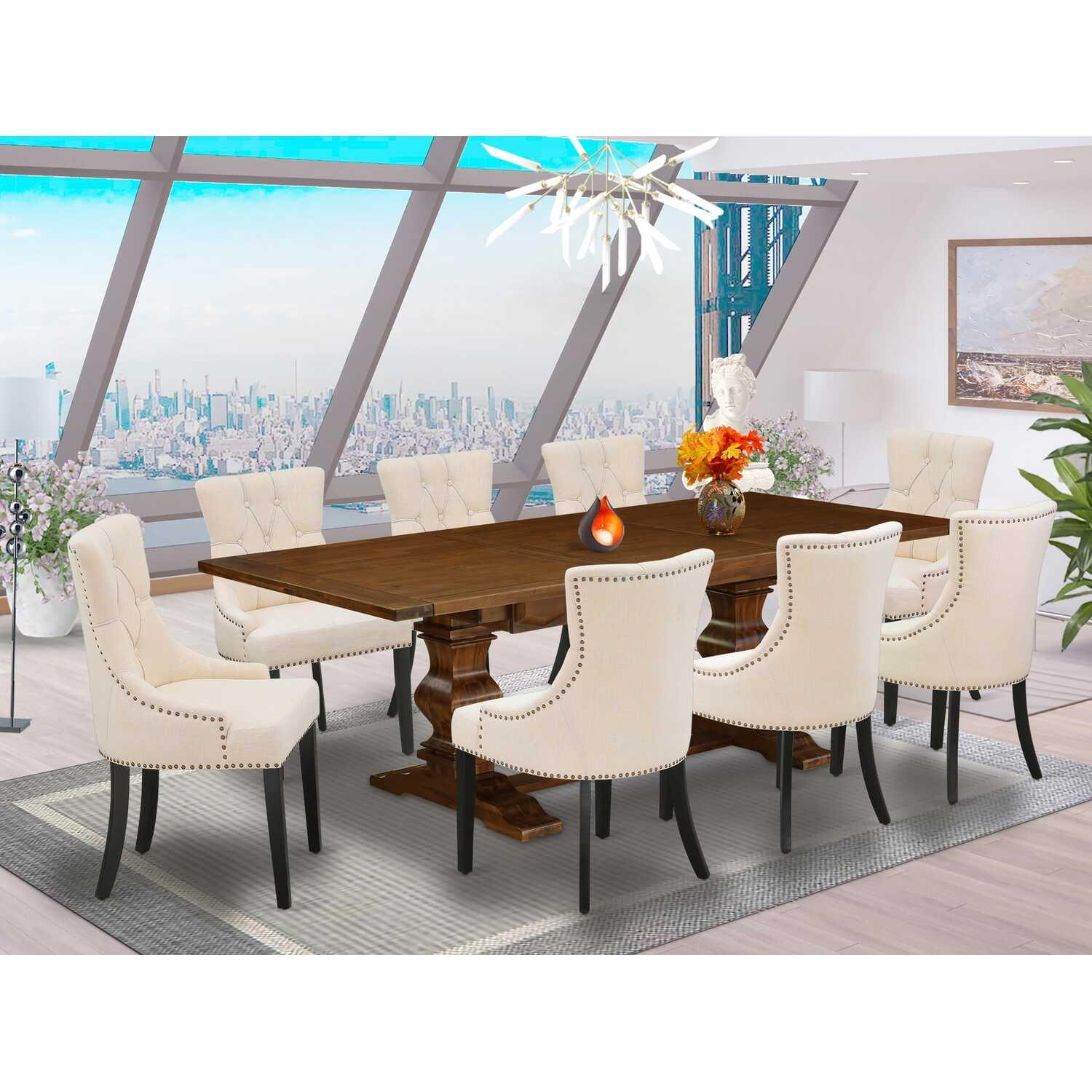 Lassale Removable Leaf Solid Wood Dining Set
