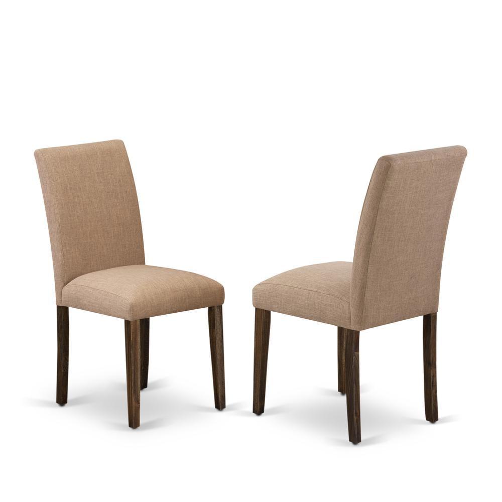 East West Furniture Abbott 35" Linen Dining Chairs in Natural/Gray (Set of 2)