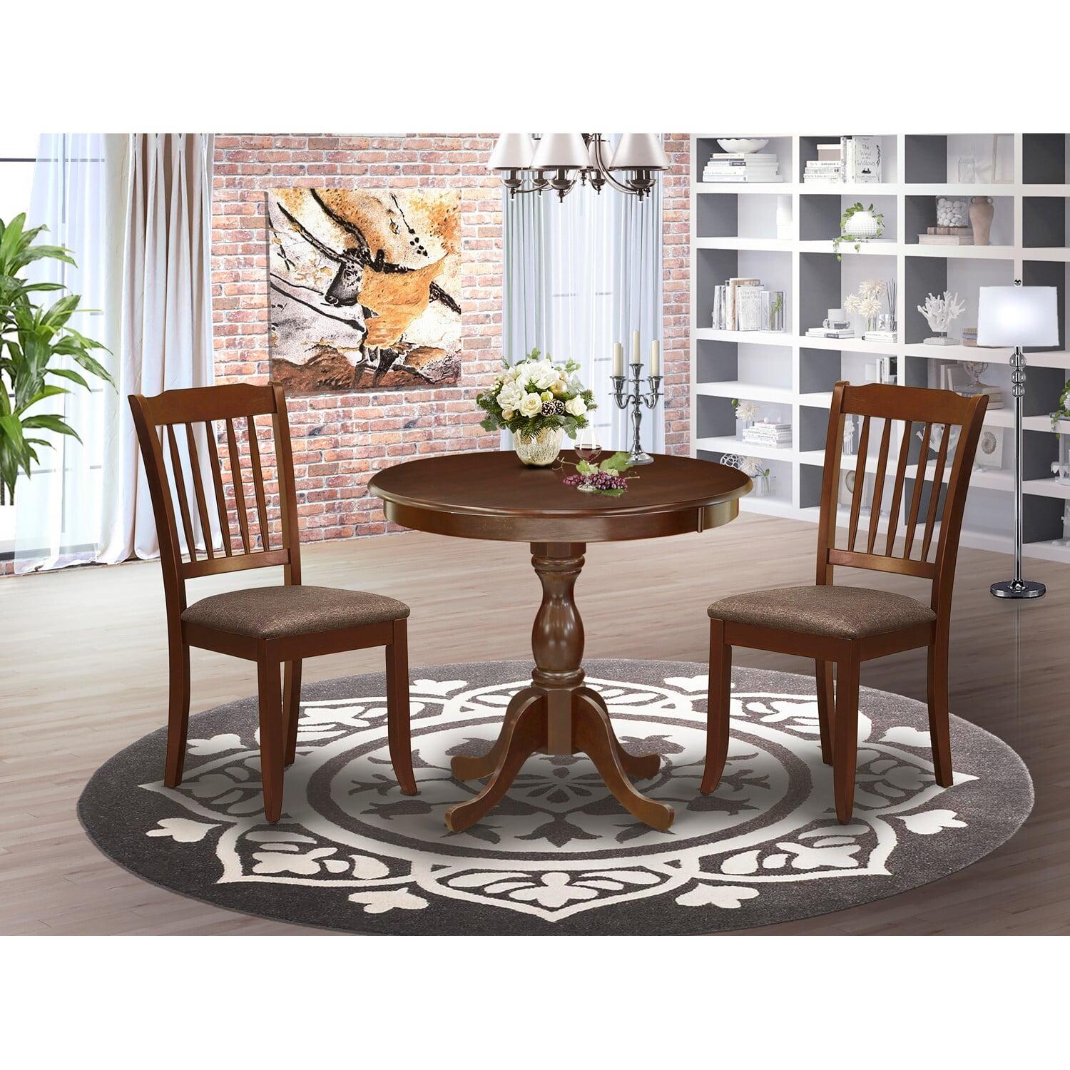 Classic Mahogany 3-Piece Dining Set with Slatted Chairs