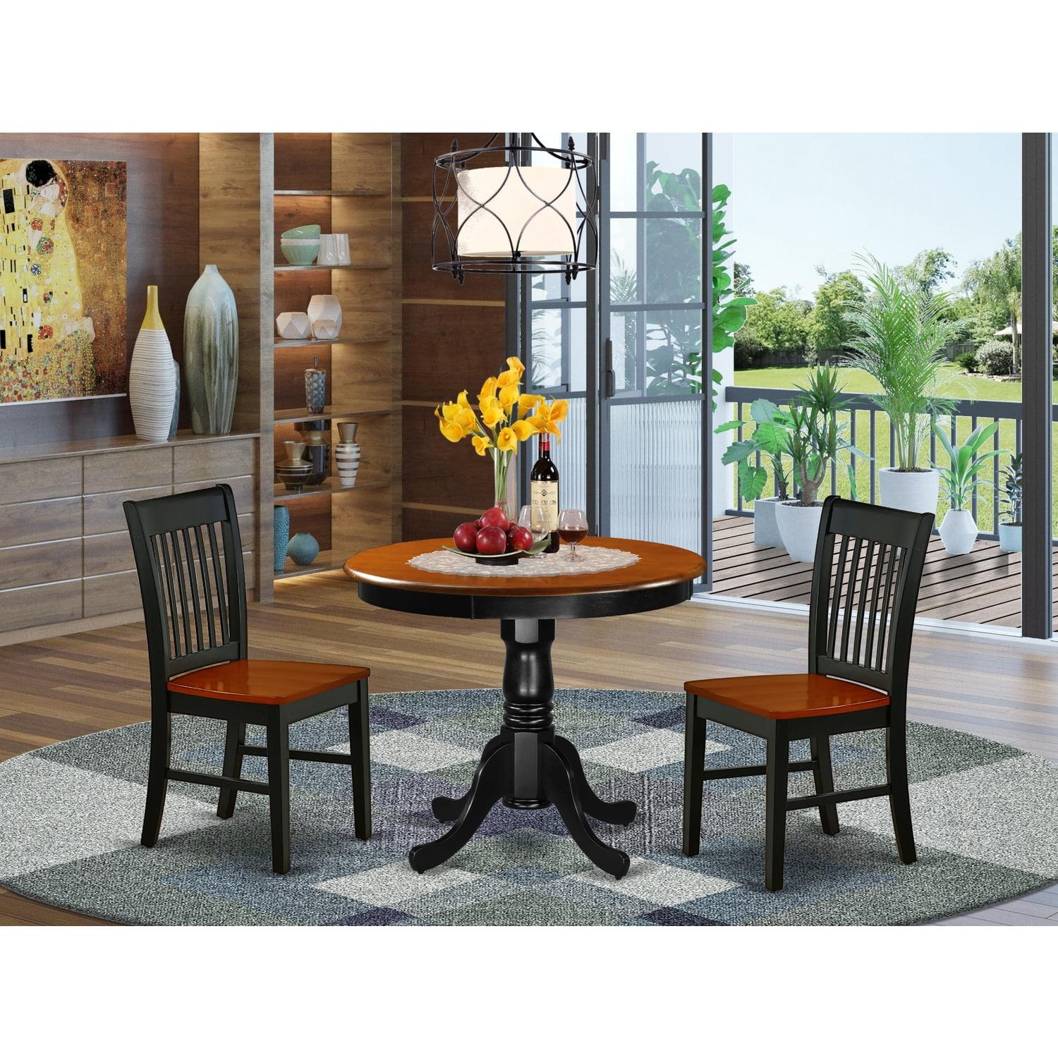 Black and Cherry 3-Piece Round Wood Dining Set