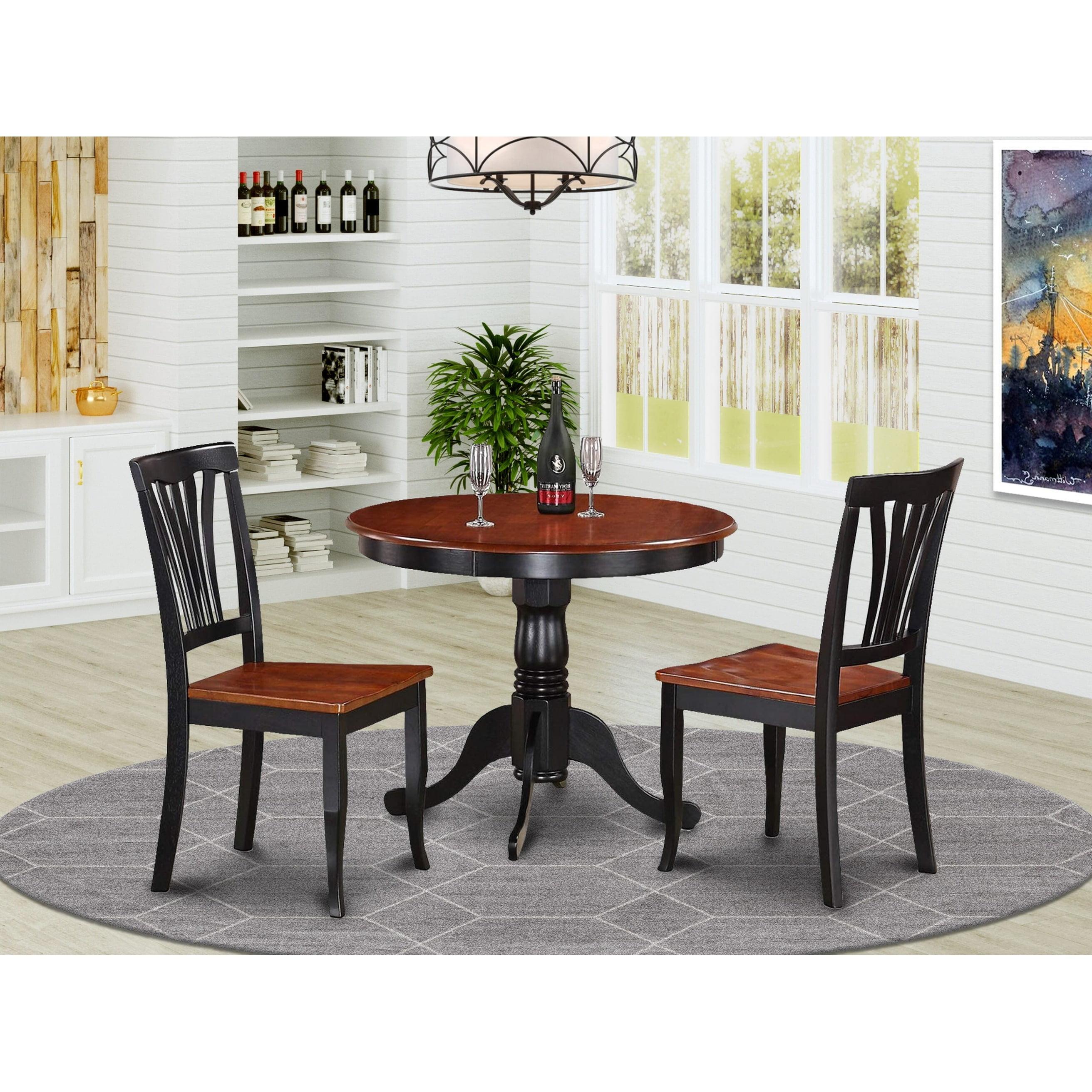 Black and Cherry 3-Piece Round Pedestal Dining Set