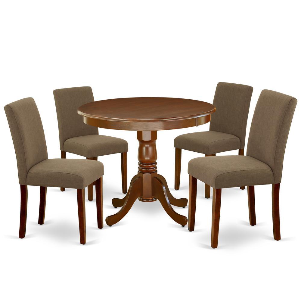 East West Furniture Antique 5-piece Wood Dining Set in Mahogany/Coffee