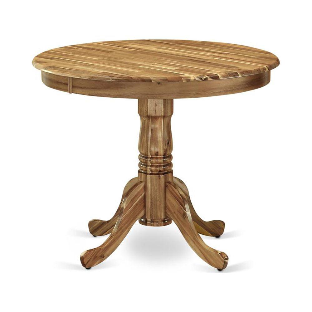 Natural Acacia Wood Round Extendable Dining Table