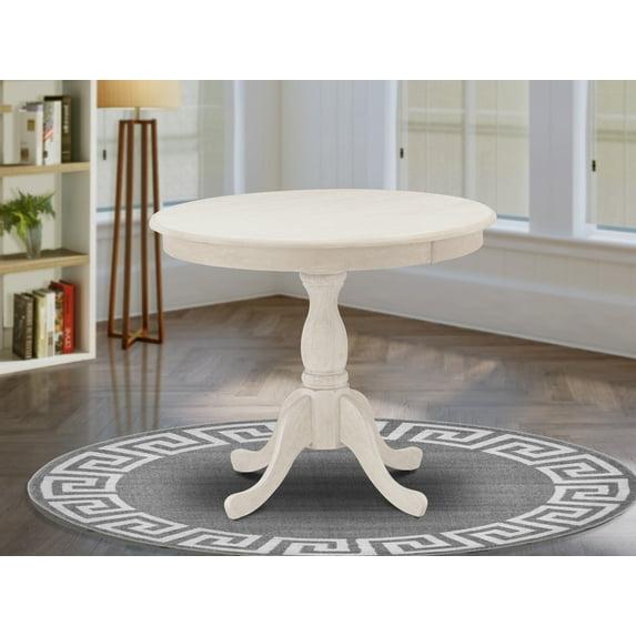 East West Furniture, Round Dining Table With Round Wire Brush Butter Cream