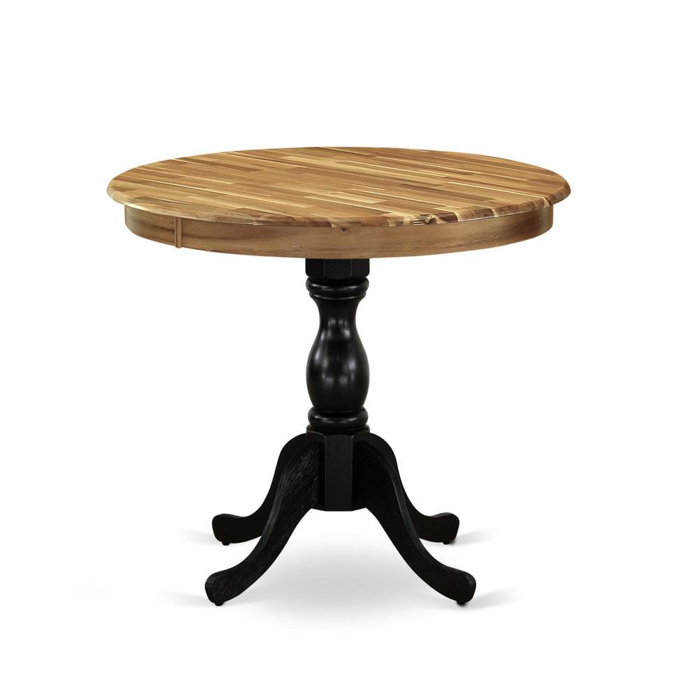 East West Furniture Antique Wood Dining Table with Pedestal Legs in Walnut