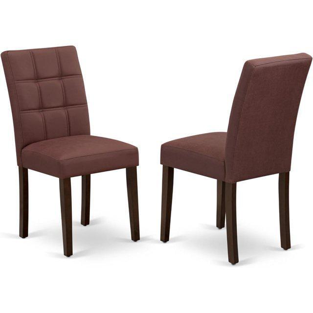 Burgundy Faux Leather Upholstered Parsons Side Chair Set