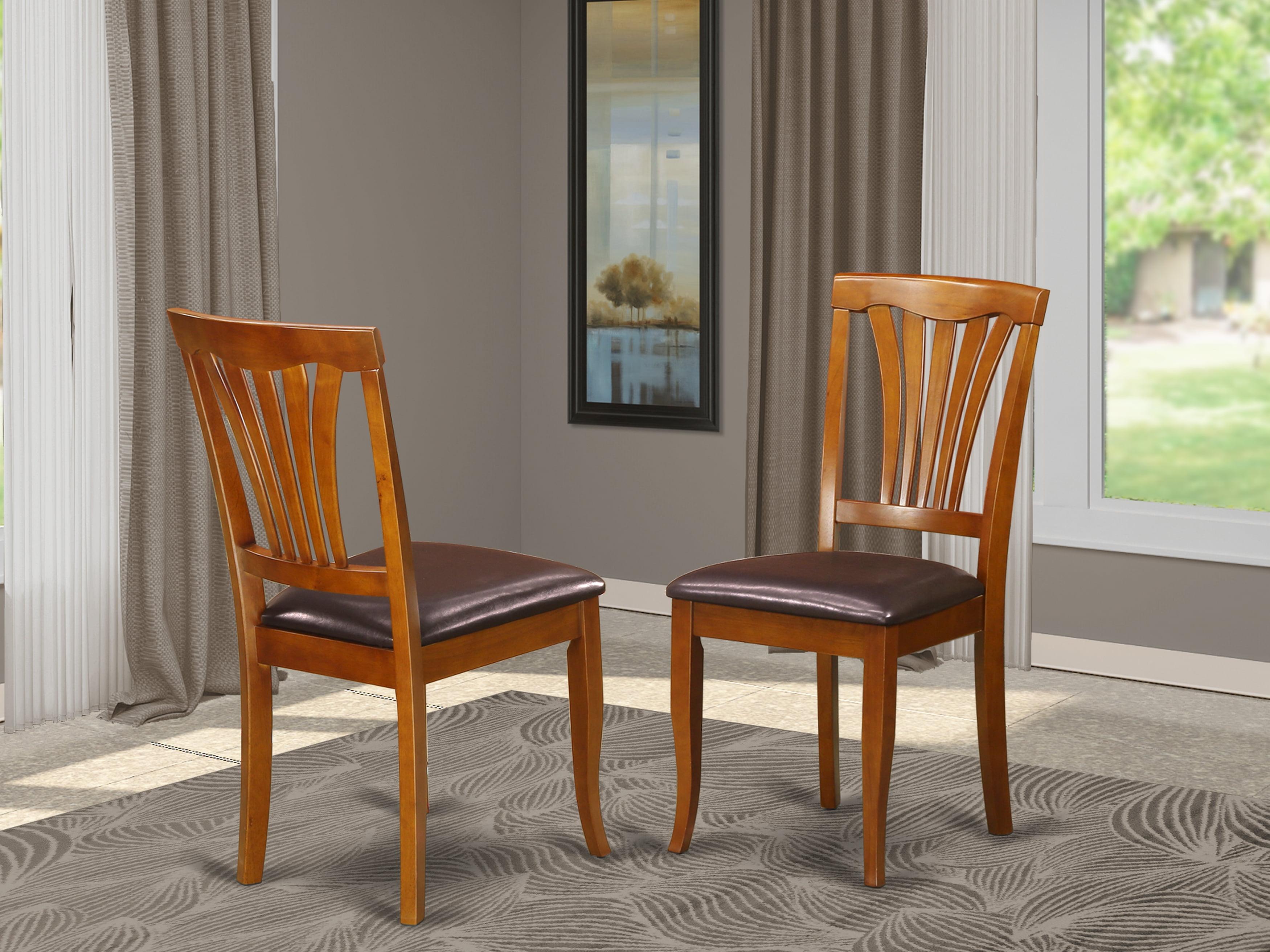 Saddle Brown Faux Leather Upholstered Side Chair Set