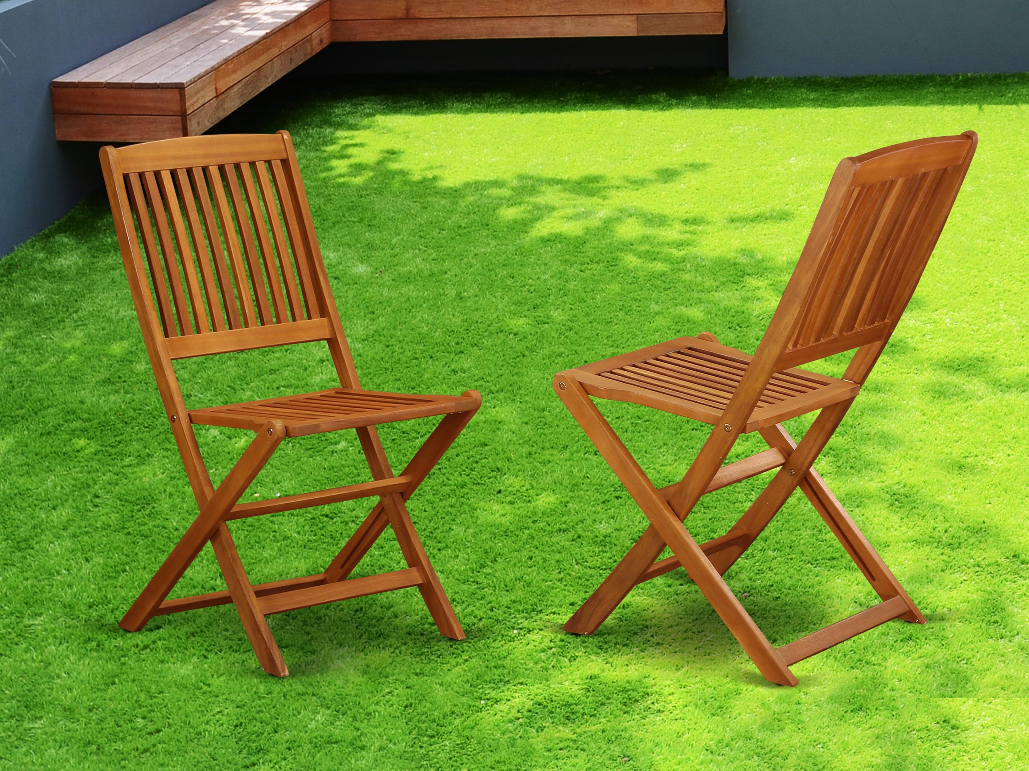 East West Furniture Cameron Patio Dining Chairs in Natural Oil (Set of 2)