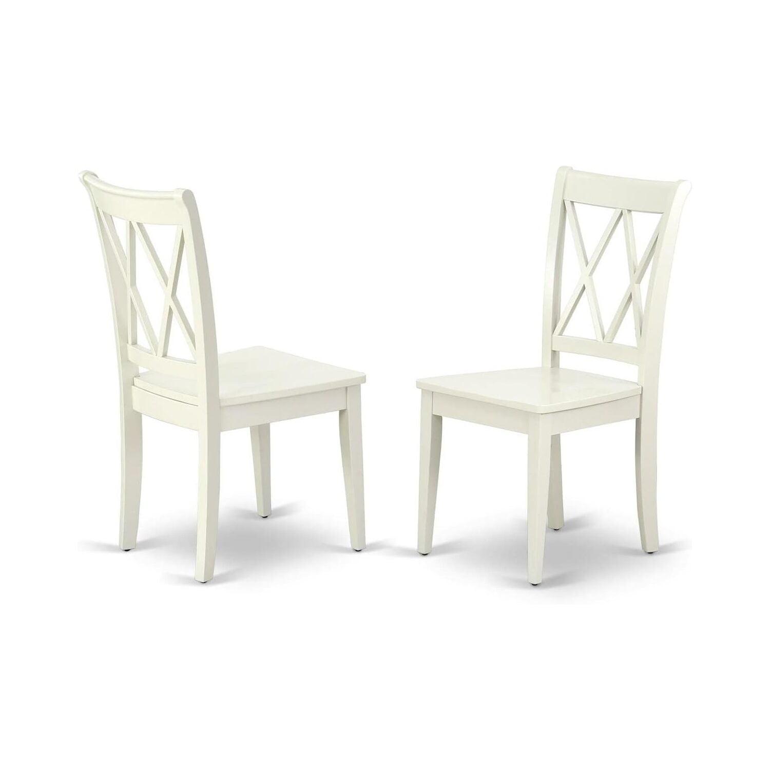 Linen White Solid Wood Cross-Back Dining Chairs, Set of 2