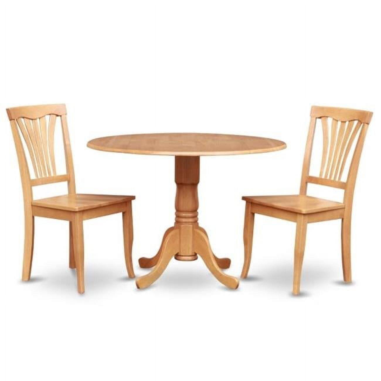 Dublin Traditional Oak Finish Round Table with 2 Chairs Set