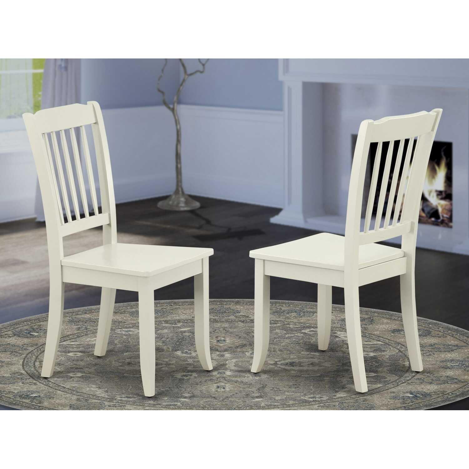 Danbury Vertical Slatted Back Chairs - Linen White - Set of 2