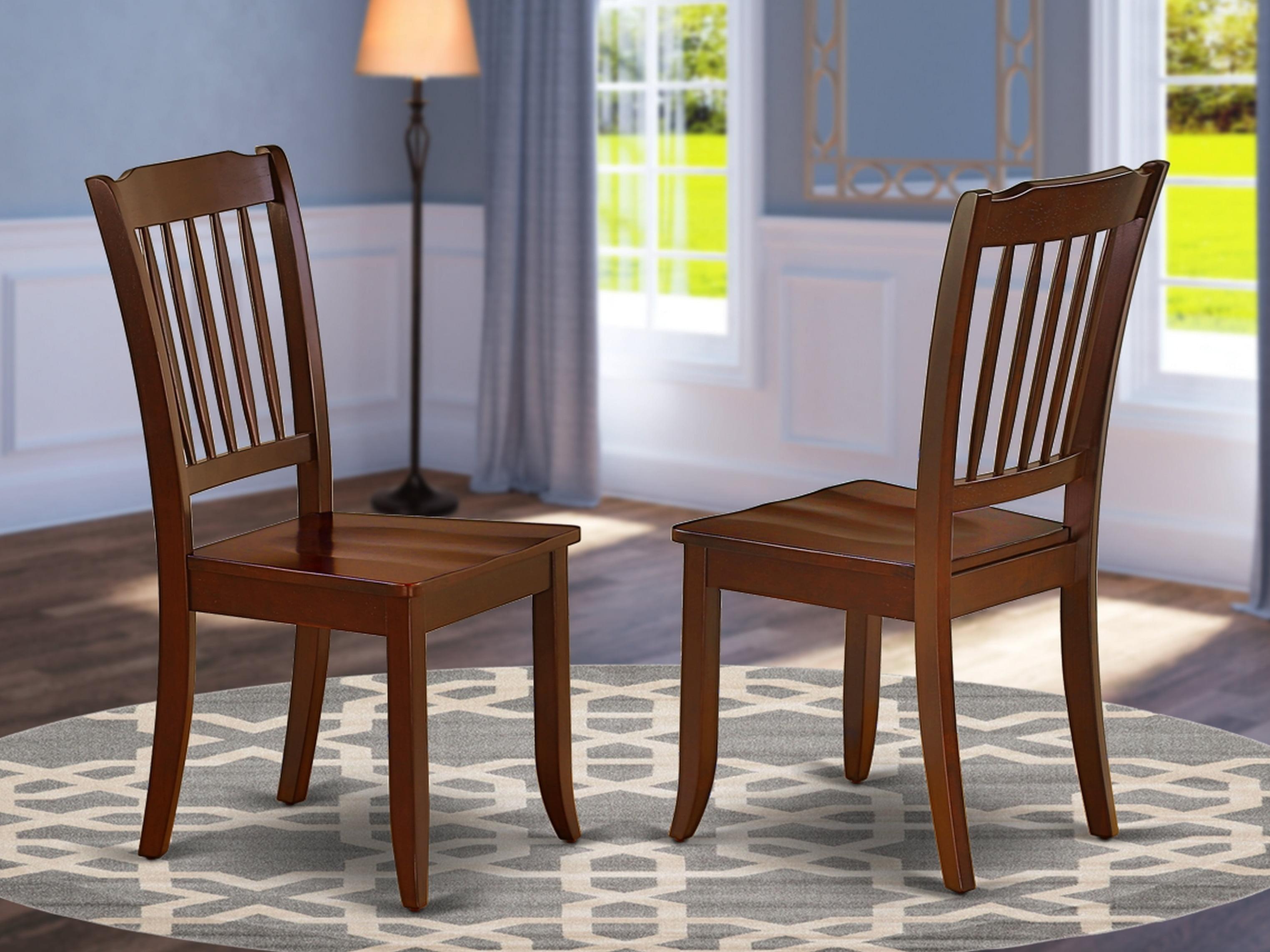 Danbury 38" Mahogany and Black Slatted Wood Dining Chairs - Set of 2