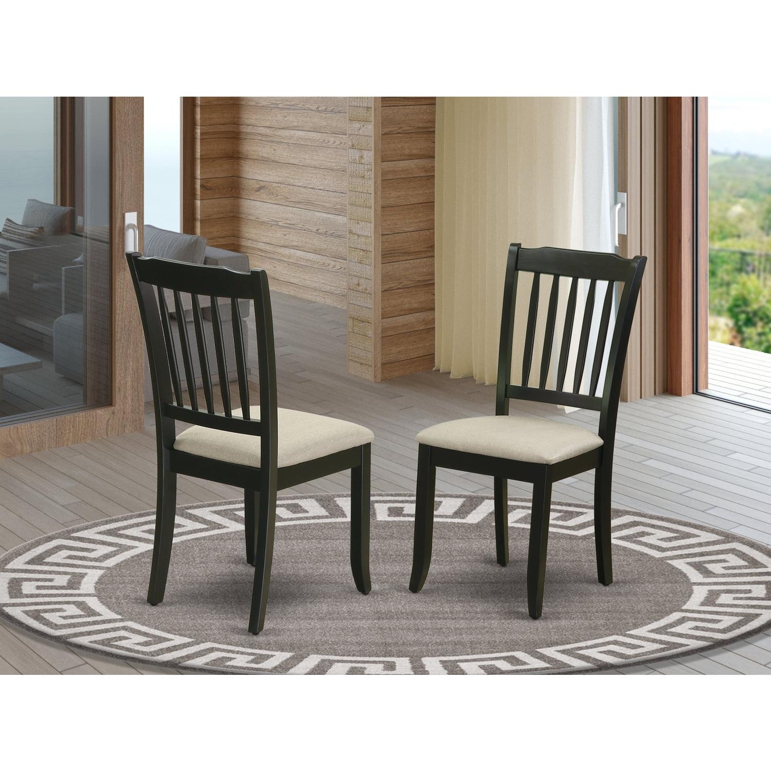 Danbury Black Rubberwood Slat Back Dining Chairs, Set of 2