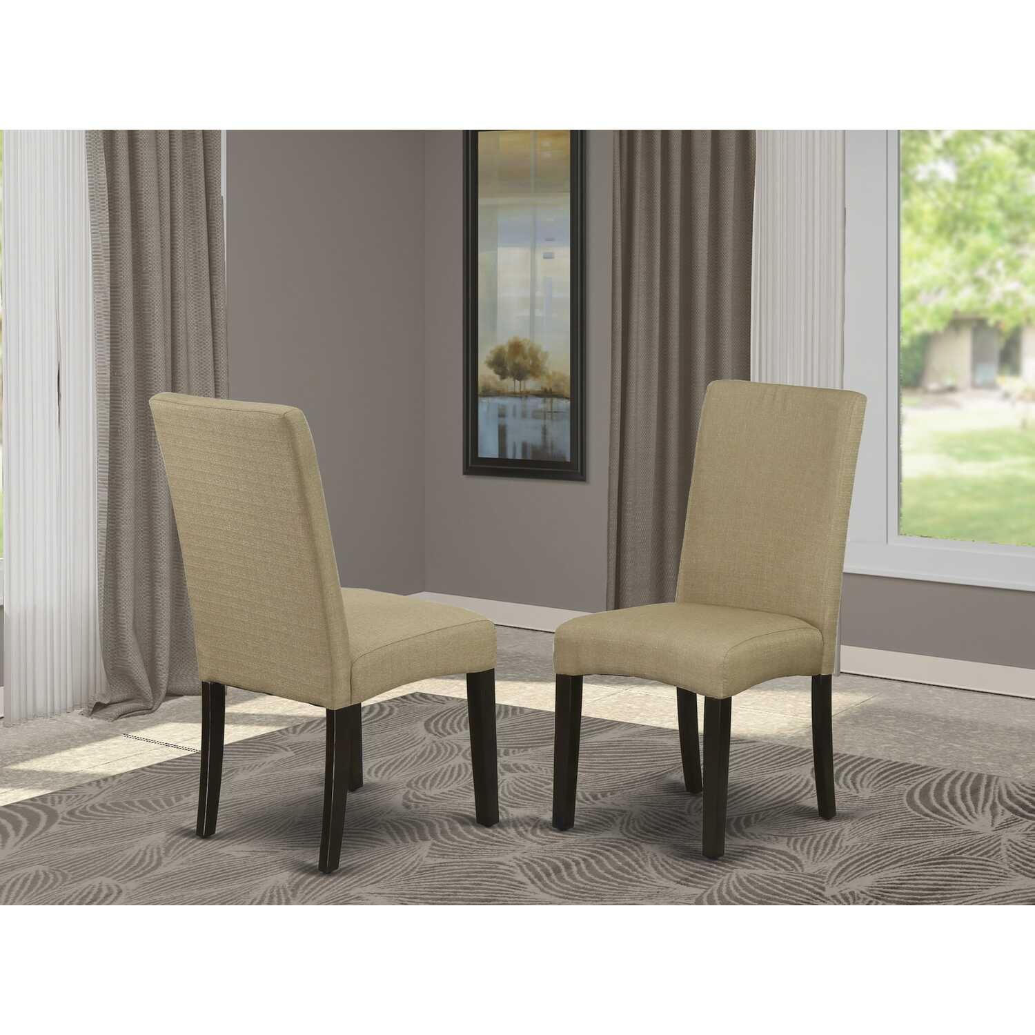 East West Furniture Driscol 39" Fabric Dining Chairs in Cappuccino (Set of 2)