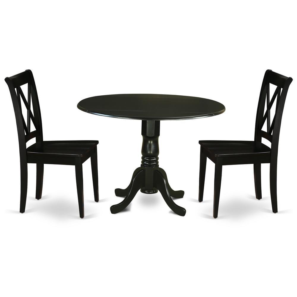 Black Round Rubberwood Dining Table with X-Back Chairs