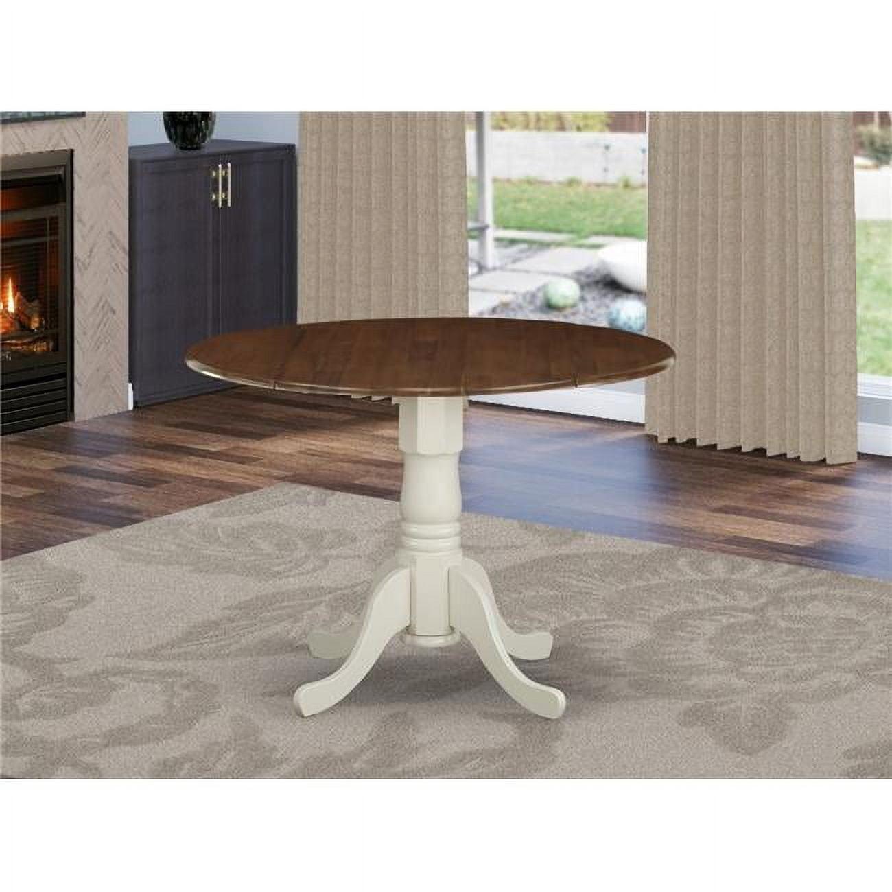 East West Furniture Dublin Traditional Wood Dining Table in Walnut/White