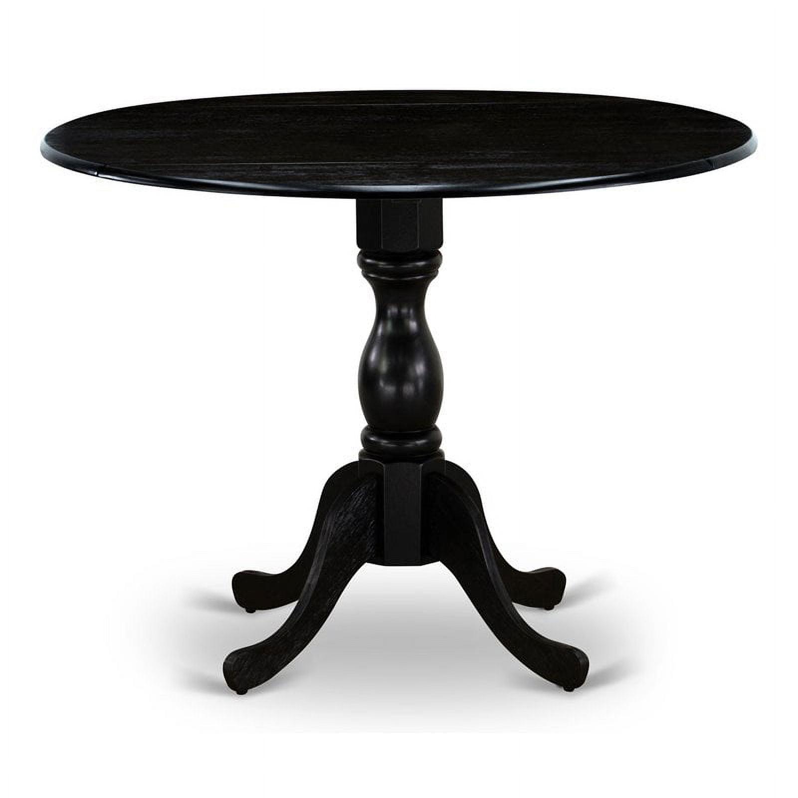 East West Furniture Dublin Wood Dining Table with Pedestal Legs in Black