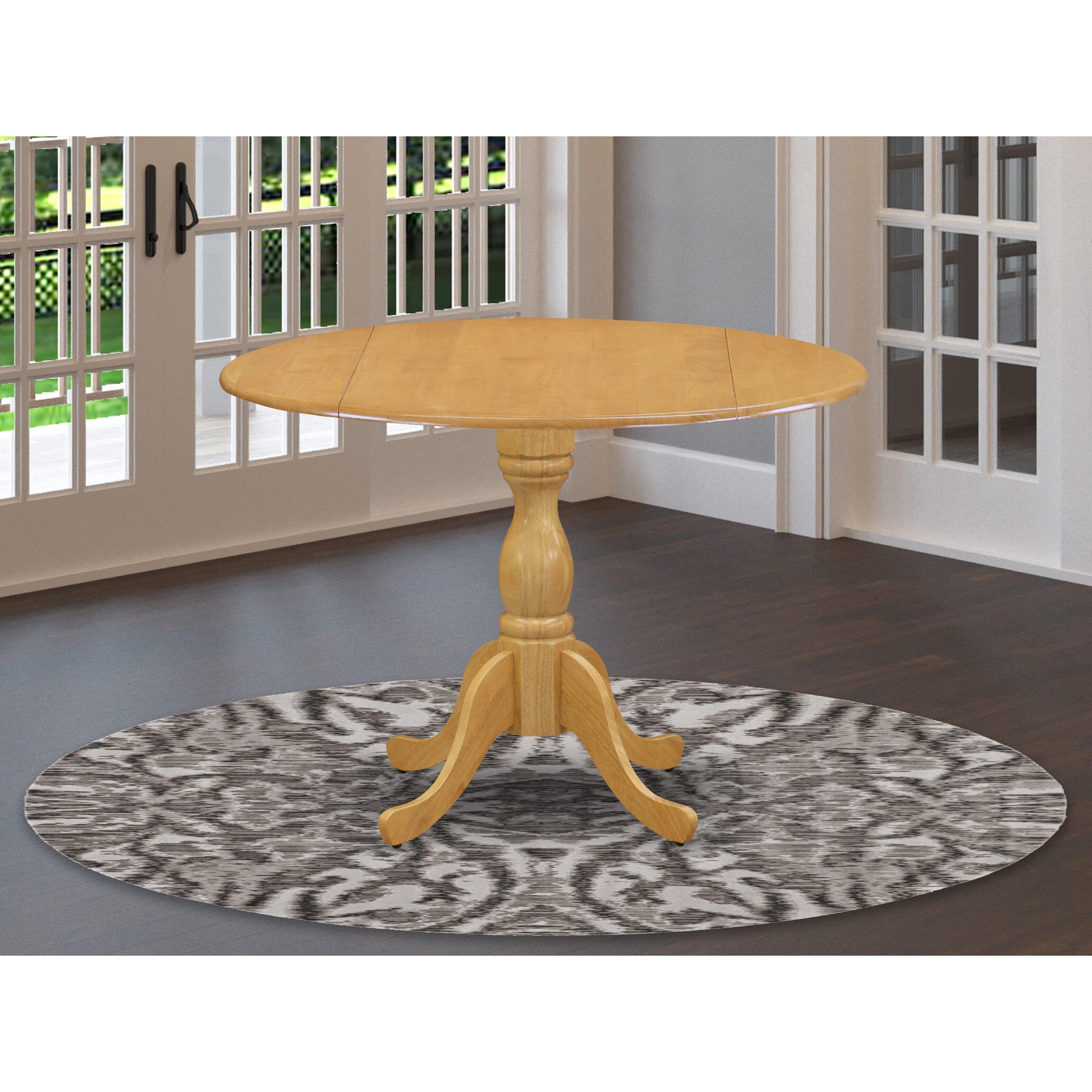 Dublin Round Oak Extendable Dining Table with Pedestal Base, 42"