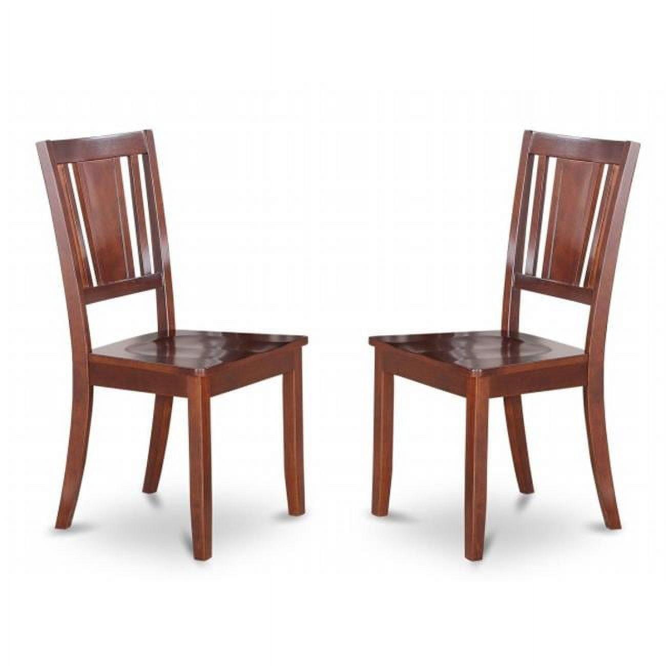 Mahogany Finish Slat Back Wooden Dining Chairs, Set of 2